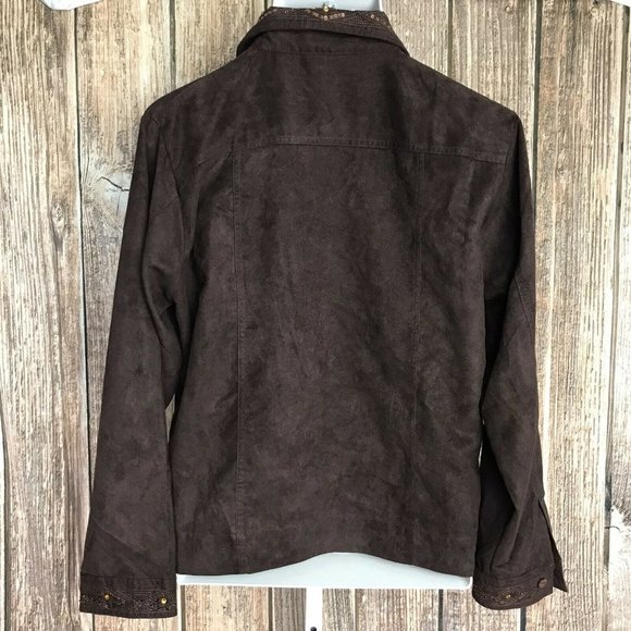 Keneth Too Women's Button Down Top ~ Sz L ~ Brown - Picture 4 of 8